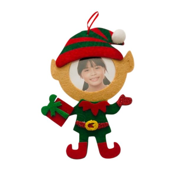 Hand Made Christmas Photo Frame Character Ornaments Set of 3 - Picture 6 of 7